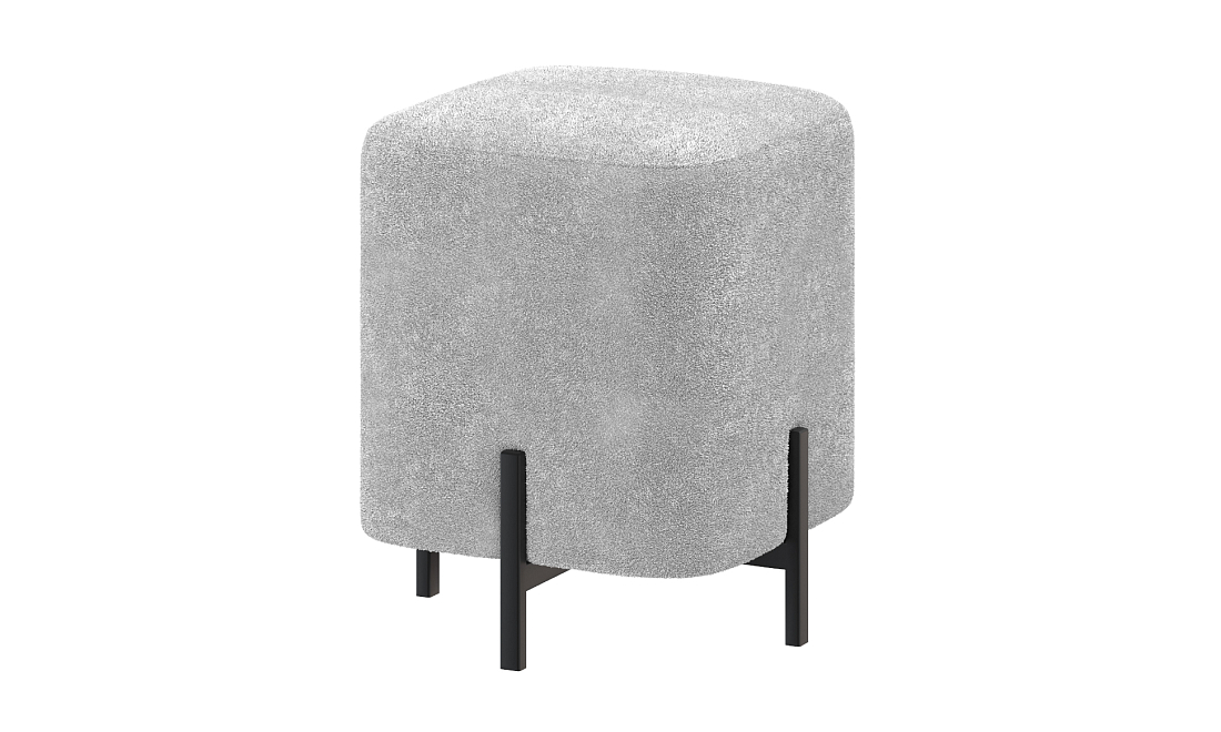 Пуф Люкс (квадратный) велюр Панда сильвер маус